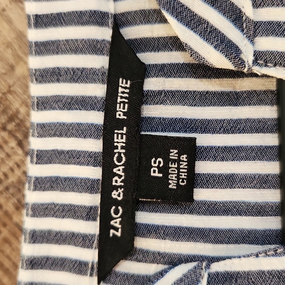 Zac & Rachel, Striped, Ombré Top ,button blue and white women PS - Picture 4 of 9